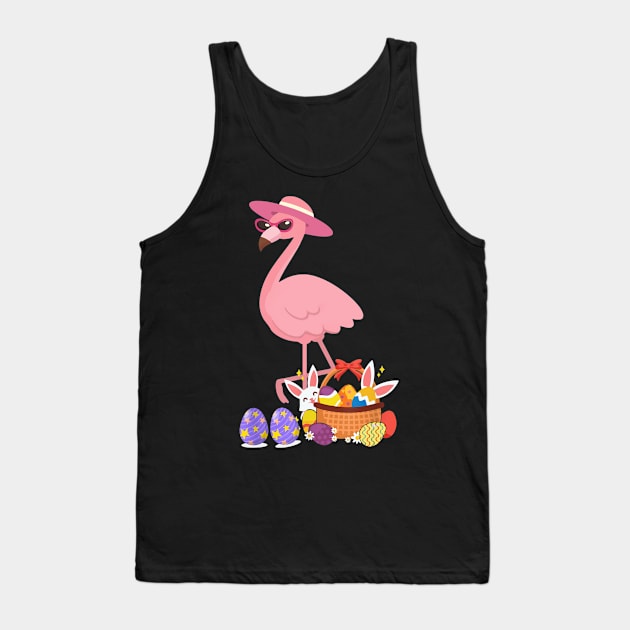 Womens Pretty Easter Flamingo with Easter Basket Funny Gifts Tank Top by cruztdk5